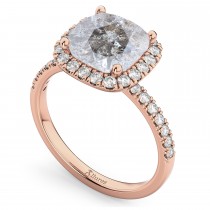 Cushion Cut Salt & Pepper Diamond Engagement Ring 14k Rose Gold (2.55ct)