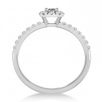 Emerald Diamond Halo Engagement Ring 14k White Gold (0.68ct)
