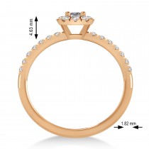 Emerald Lab Grown Diamond Halo Engagement Ring 14k Rose Gold (0.68ct)