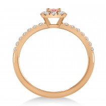 Emerald Morganite & Diamond Halo Engagement Ring 14k Rose Gold (0.68ct)