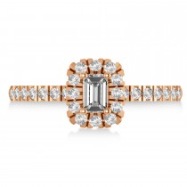 Emerald Moissanite & Diamond Halo Engagement Ring 14k Rose Gold (0.68ct)