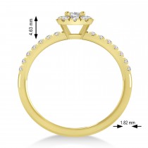 Emerald Moissanite & Diamond Halo Engagement Ring 14k Yellow Gold (0.68ct)