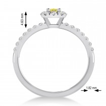 Emerald Yellow & White Diamond Halo Engagement Ring 14k White Gold (0.68ct)