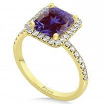 Lab Alexandrite & Diamond Engagement Ring 18k Yellow Gold (3.32ct)