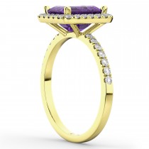 Amethyst & Diamond Engagement Ring 14k Yellow Gold (3.32ct)