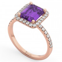 Amethyst & Diamond Engagement Ring 18k Rose Gold (3.32ct)