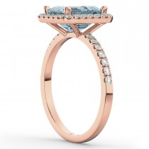Aquamarine & Diamond Engagement Ring 14k Rose Gold (3.32ct)