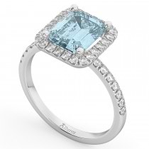 Lab Aquamarine & Lab Grown Diamond Engagement Ring 14k White Gold (3.32ct)