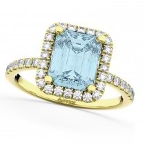 Aquamarine & Diamond Engagement Ring 14k Yellow Gold (3.32ct)
