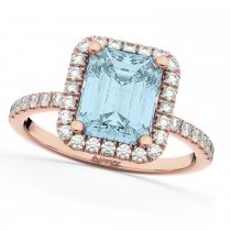 Lab Aquamarine & Lab Grown Diamond Engagement Ring 18k Rose Gold (3.32ct)