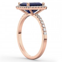 Lab Blue Sapphire & Lab Grown Diamond Engagement Ring 14k Rose Gold (3.32ct)