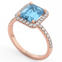 Blue Topaz & Diamond Engagement Ring 14k Rose Gold (3.32ct)