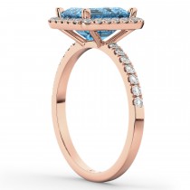 Blue Topaz & Diamond Engagement Ring 18k Rose Gold (3.32ct)