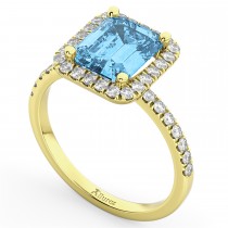 Blue Topaz & Diamond Engagement Ring 18k Yellow Gold (3.32ct)