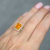 Emerald-Cut Citrine & Diamond Engagement Ring 14k Yellow Gold (3.32ct)