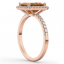 Emerald-Cut Citrine Diamond Engagement Ring 18k Rose Gold (3.32ct)