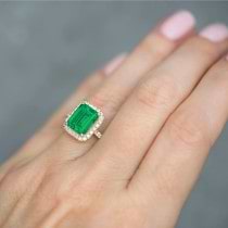 Lab Emerald & Lab Grown Diamond Engagement Ring 14k Rose Gold (3.32ct)