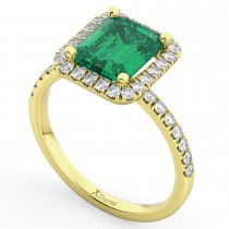 Emerald & Diamond Engagement Ring 14k Yellow Gold (3.32ct)
