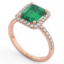 Lab Emerald & Lab Grown Diamond Engagement Ring 18k Rose Gold (3.32ct)