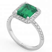 Emerald & Diamond Engagement Ring 18k White Gold (3.32ct)