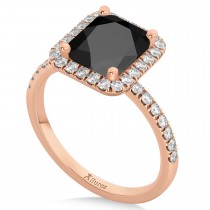 Black Onyx & Diamond Engagement Ring 14k Rose Gold (3.32ct)