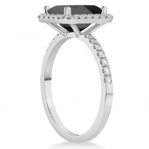 Black Onyx & Diamond Engagement Ring 14k White Gold (3.32ct)
