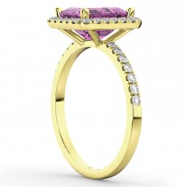 Lab Pink Sapphire & Lab Grown Diamond Engagement Ring 14k Yellow Gold (3.32ct)
