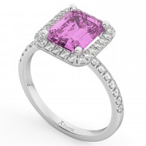 Lab Pink Sapphire & Lab Grown Diamond Engagement Ring 18k White Gold (3.32ct)