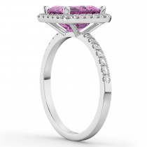 Pink Sapphire & Diamond Engagement Ring 18k White Gold (3.32ct)