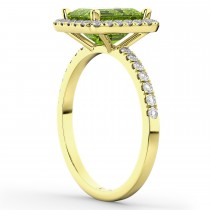 Emerald-Cut Peridot & Diamond Engagement Ring 14k Yellow Gold (3.32ct)