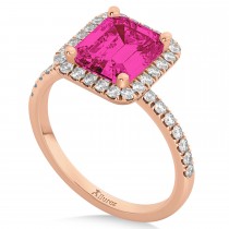 Emerald-Cut Pink Tourmaline & Diamond Engagement Ring 14k Rose Gold (3.32ct)