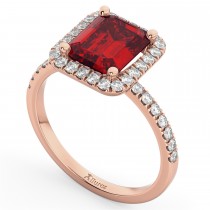Lab Ruby & Lab Grown Diamond Engagement Ring 14k Rose Gold (3.32ct)