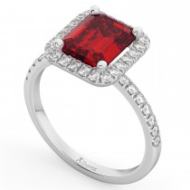 Lab Ruby & Lab Grown Diamond Engagement Ring 14k White Gold (3.32ct)