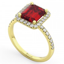 Lab Ruby & Lab Grown Diamond Engagement Ring 14k Yellow Gold (3.32ct)