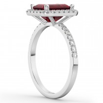 Lab Ruby & Lab Grown Diamond Engagement Ring 18k White Gold (3.32ct)