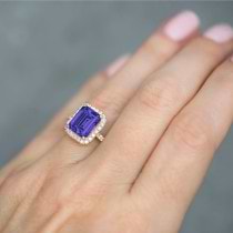 Emerald-Cut Tanzanite & Diamond Engagement Ring 14k Rose Gold (3.32ct)