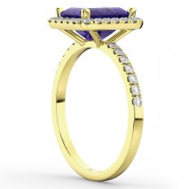 Emerald-Cut Tanzanite & Diamond Engagement Ring 14k Yellow Gold (3.32ct)
