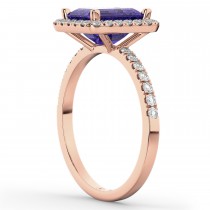 Emerald-Cut Tanzanite Diamond Engagement Ring 18k Rose Gold (3.32ct)