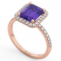 Emerald-Cut Tanzanite Diamond Engagement Ring 18k Rose Gold (3.32ct)