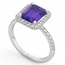 Emerald-Cut Tanzanite & Diamond Engagement Ring 18k White Gold (3.32ct)