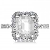 White Topaz & Diamond Engagement Ring 14k White Gold (3.32ct)
