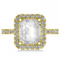 White Topaz & Diamond Engagement Ring 14k Yellow Gold (3.32ct)
