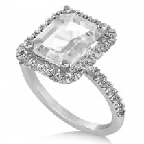 White Topaz Diamond Engagement Ring 18k White Gold (3.32ct)