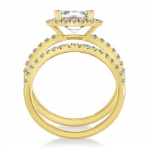 Diamond Emerald-Cut Halo Bridal Set 14k Yellow Gold (3.59ct)