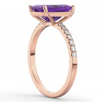 Emerald Cut Amethyst & Diamond Engagement Ring 14k Rose Gold (2.96ct)