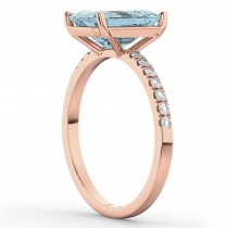 Emerald Cut Aquamarine & Diamond Engagement Ring 14k Rose Gold (2.96ct)