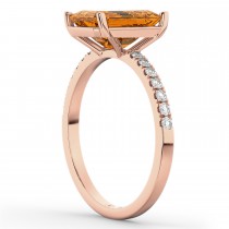 Emerald-Cut Citrine Diamond Engagement Ring 18k Rose Gold (2.96ct)