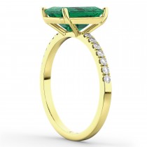 Emerald Cut Emerald & Diamond Engagement Ring 14k Yellow Gold (2.96ct)