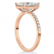 Emerald Cut Moissanite & Diamond Engagement Ring 14k Rose Gold (2.96ct)