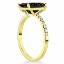 Emerald Cut Onyx & Diamond Engagement Ring 14k Yellow Gold (2.96ct)